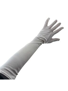 White Satin Opera Gloves Formal Night Out Glam